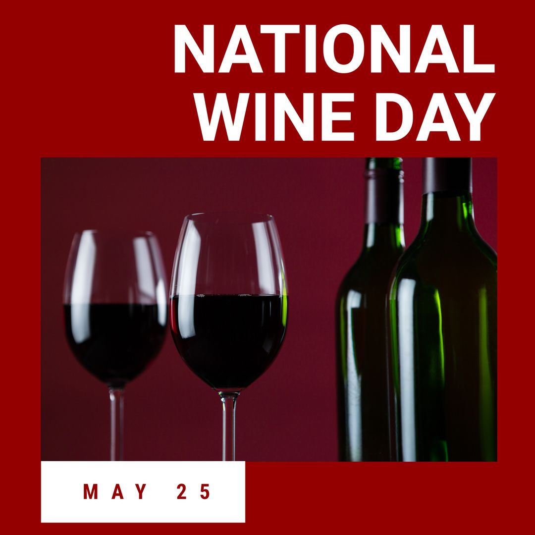 National Wine Day Celebration with Red Wine Bottles and Glasses - Download Free Stock Templates Pikwizard.com