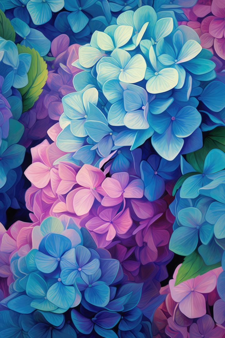 Full frame of blue and pink hydrangeas background, created using generative ai technology - Free Images, Stock Photos and Pictures on Pikwizard.com