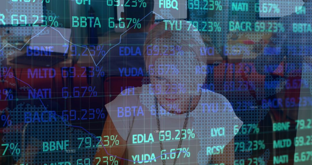 Female Engineer Analyzing Stock Data in Modern Office Environment