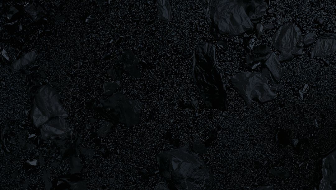 Obsidian Black Texture with Glossy Crumpled Fragments and Fine Granular Surface