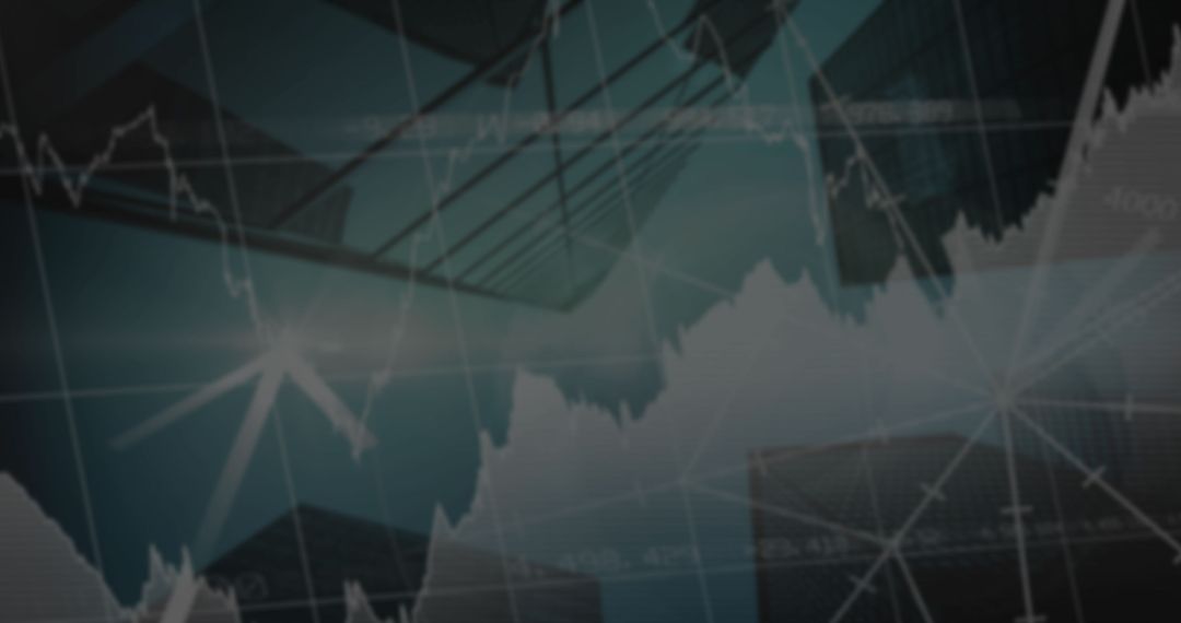Abstract Financial Graphs Over Cityscape Design