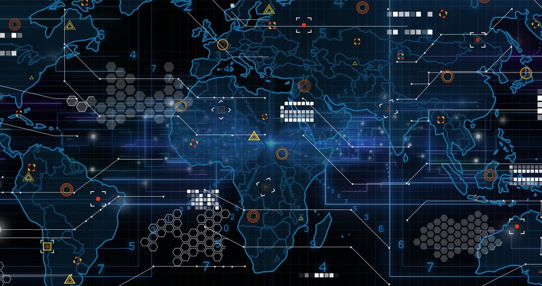 Global Data Connectivity Over World Map Overlay