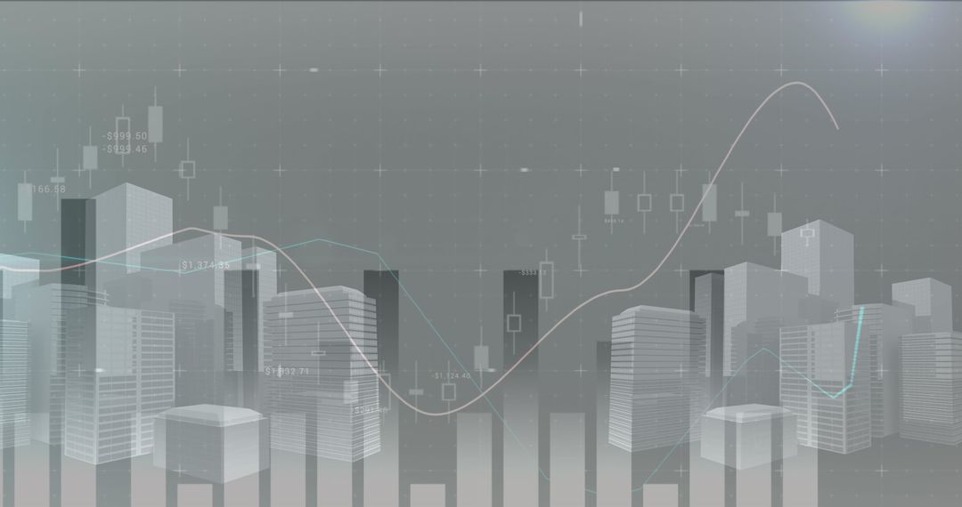 Abstract Cityscape with Finance Data Overlay