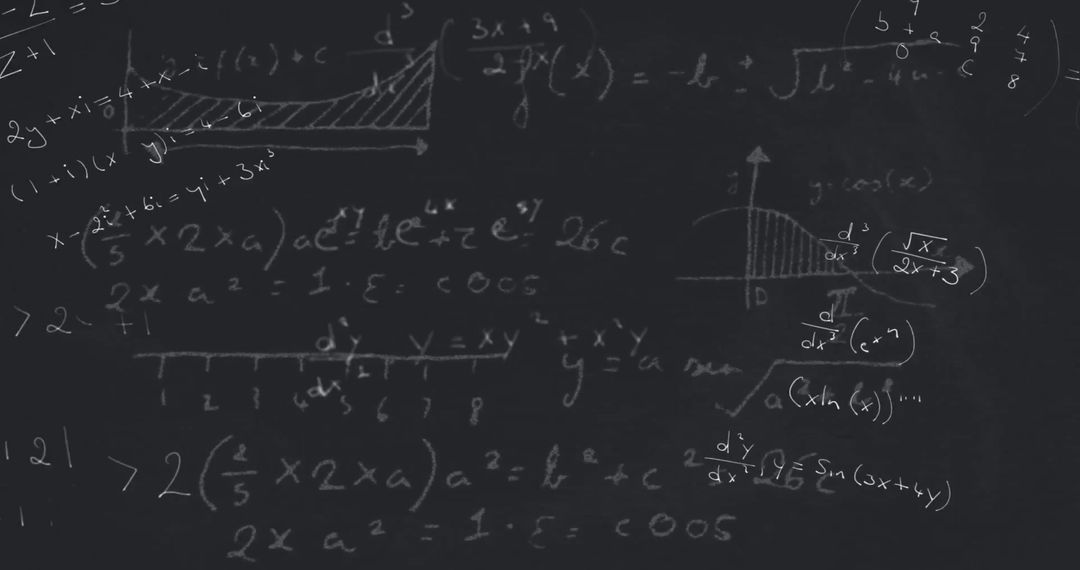 Chalkboard Filled with Complex Mathematical Equations