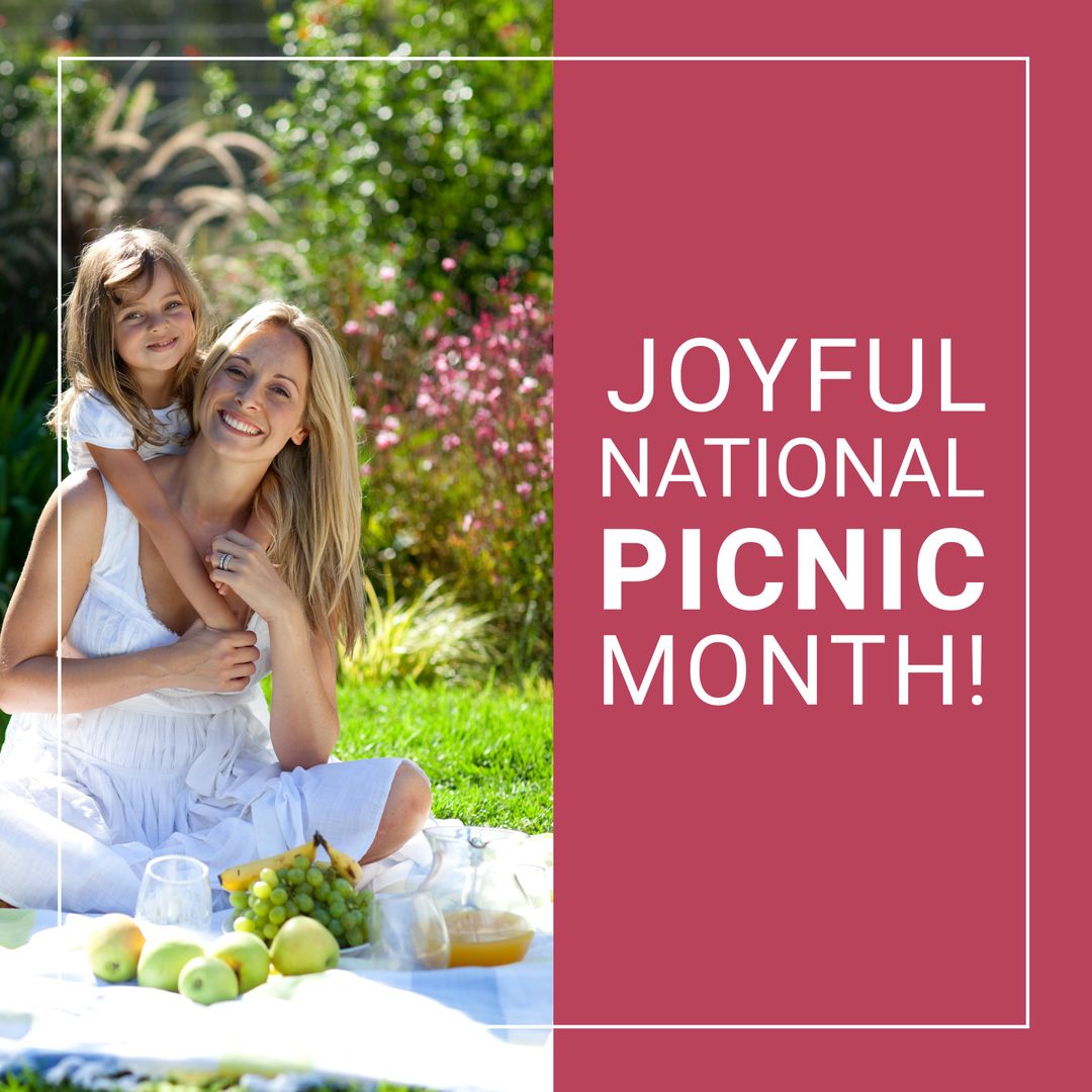 Joyful National Picnic Month Celebration with Mother and Daughter - Download Free Stock Templates Pikwizard.com