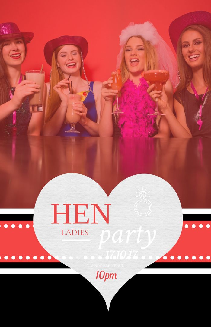 Joyful Hen Night Celebration with Friends Toasting Cocktails - Download Free Stock Templates Pikwizard.com