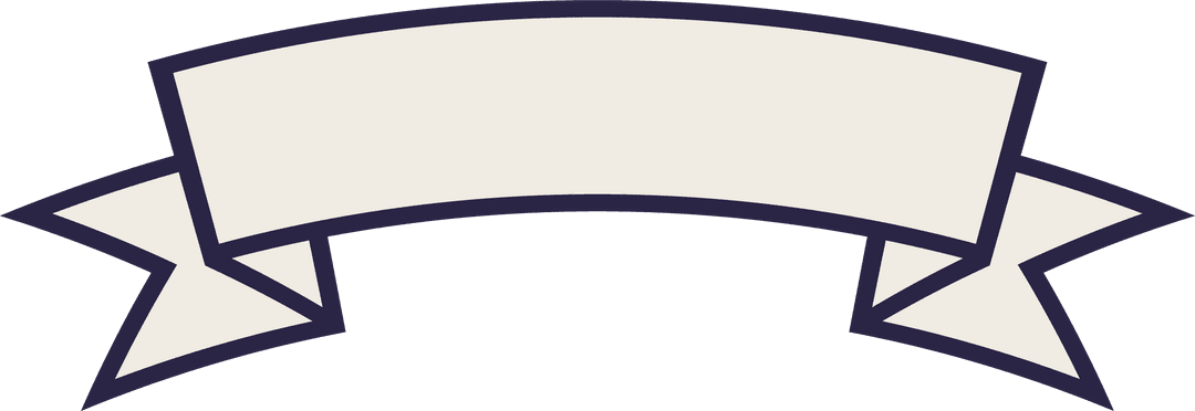 Curved Flat Ribbon Banner on Transparent Background