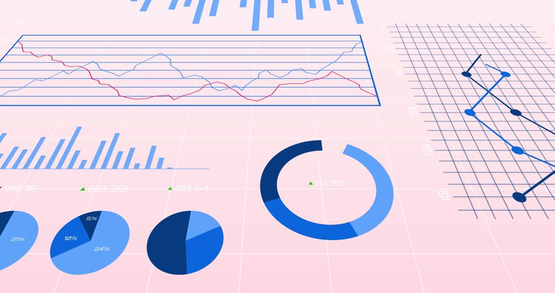 Data Visualization Graphs on Pink Background Illustrating Business Growth