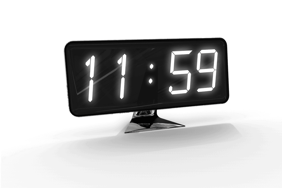 Transparent Digital Clock Display Showing 11:59