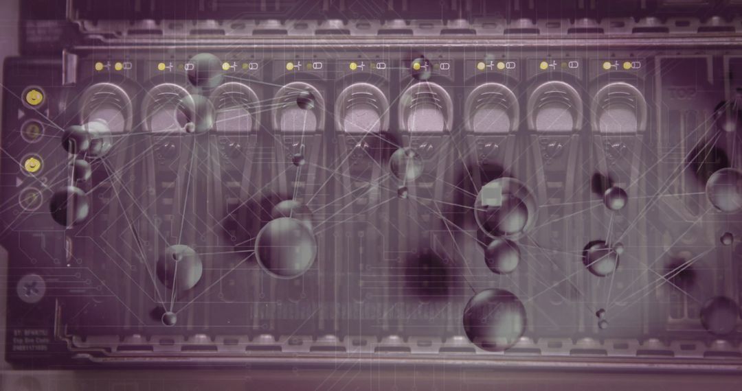 Futuristic Console Interface with Glowing Sphere Network