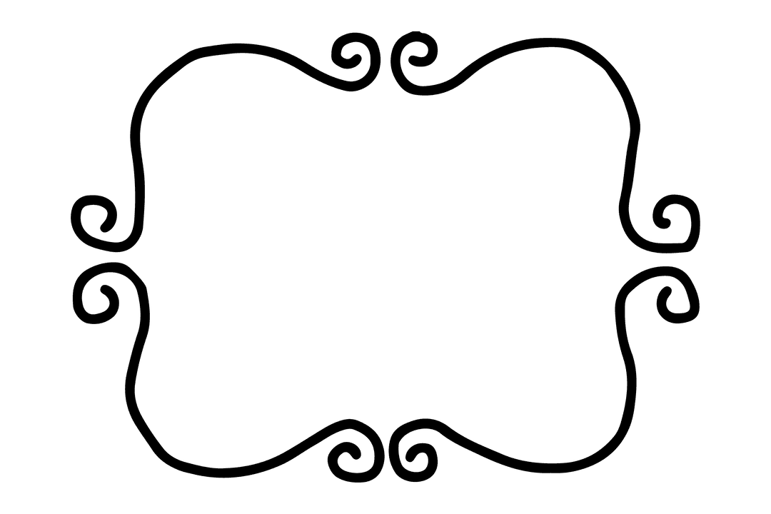 Decorative Black Curved Line Frame on Transparent Background