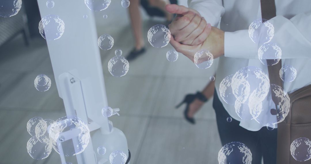 Hand Disinfection Concept with Overlay Bubbles