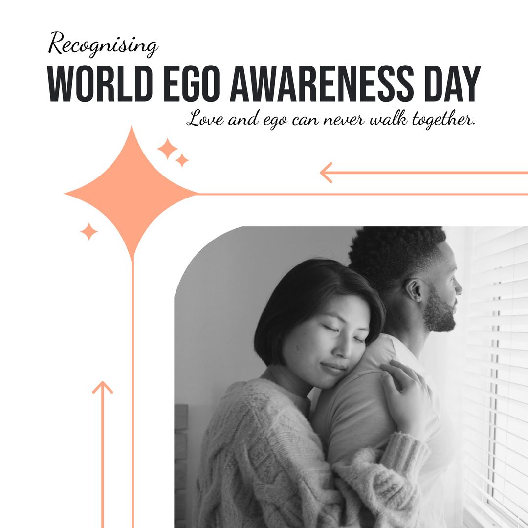 Interracial Couple Embracing for World Ego Awareness Day