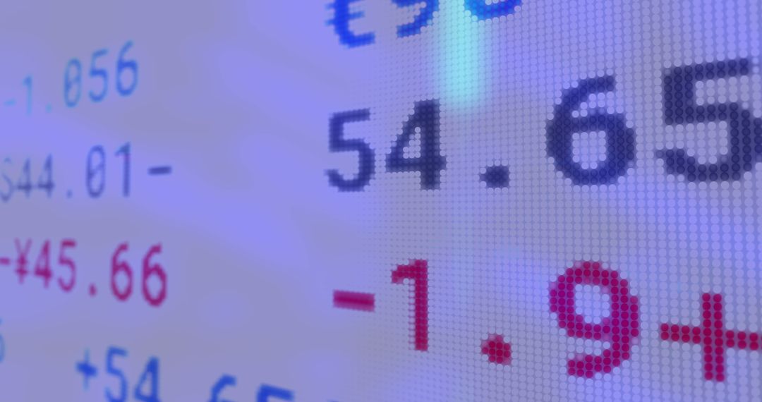 Digital Display of Financial Data with Numbers and Symbols