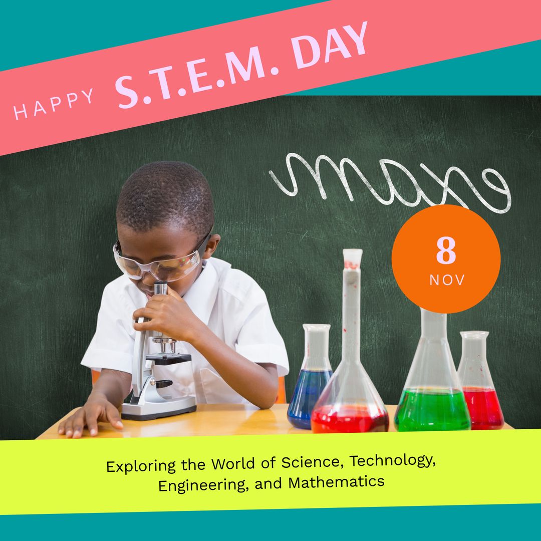 STEM Day Celebration With Young Scientist Microscope Exploration - Download Free Stock Templates Pikwizard.com