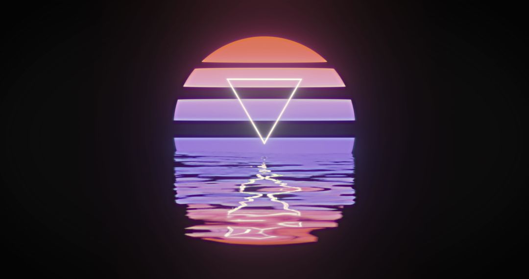 Retro Abstract Sunset with Neon Trance Aesthetic