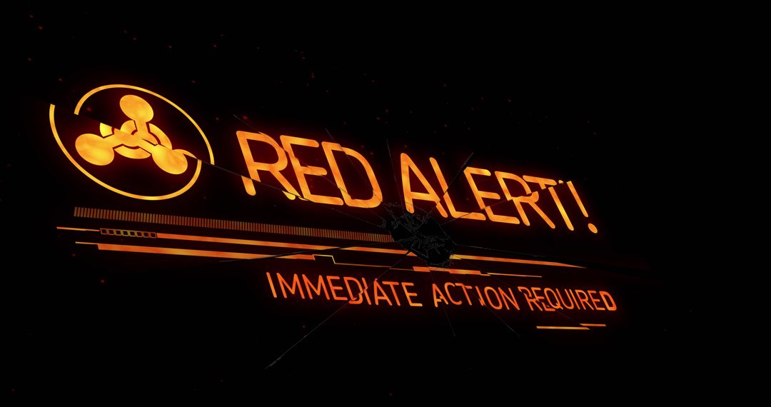 Red Alert Emergency Warning with Nuclear Sign on Black Background - Free Images, Stock Photos and Pictures on Pikwizard.com