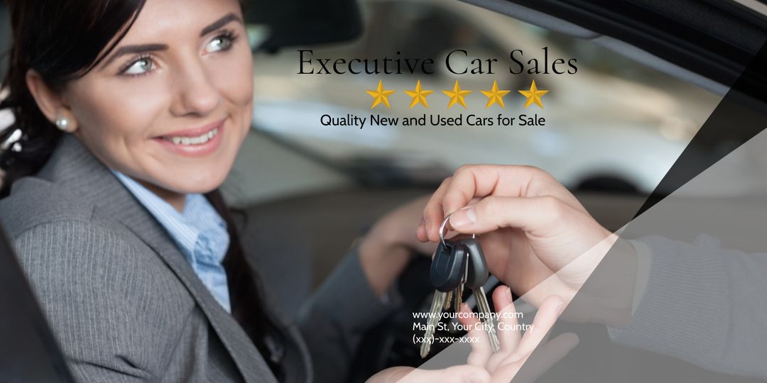 Confident Businesswoman Receiving Car Keys for Executive Car Purchase - Download Free Stock Templates Pikwizard.com