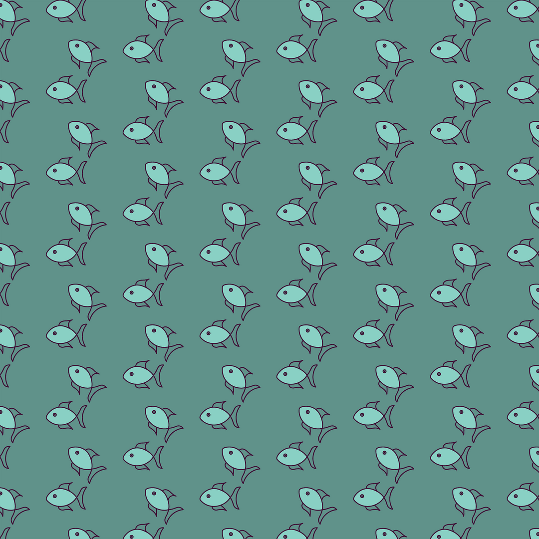 Seamless Blue Fish Pattern on Transparent Background for Creative Design