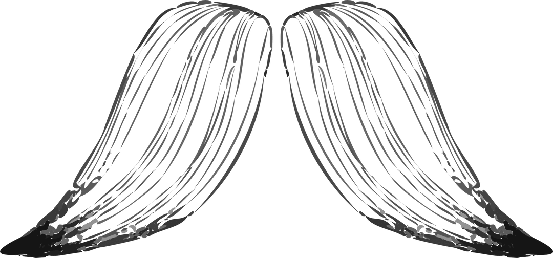 Stylized Handlebar Moustache on Transparent Background, Grey Brush Effect