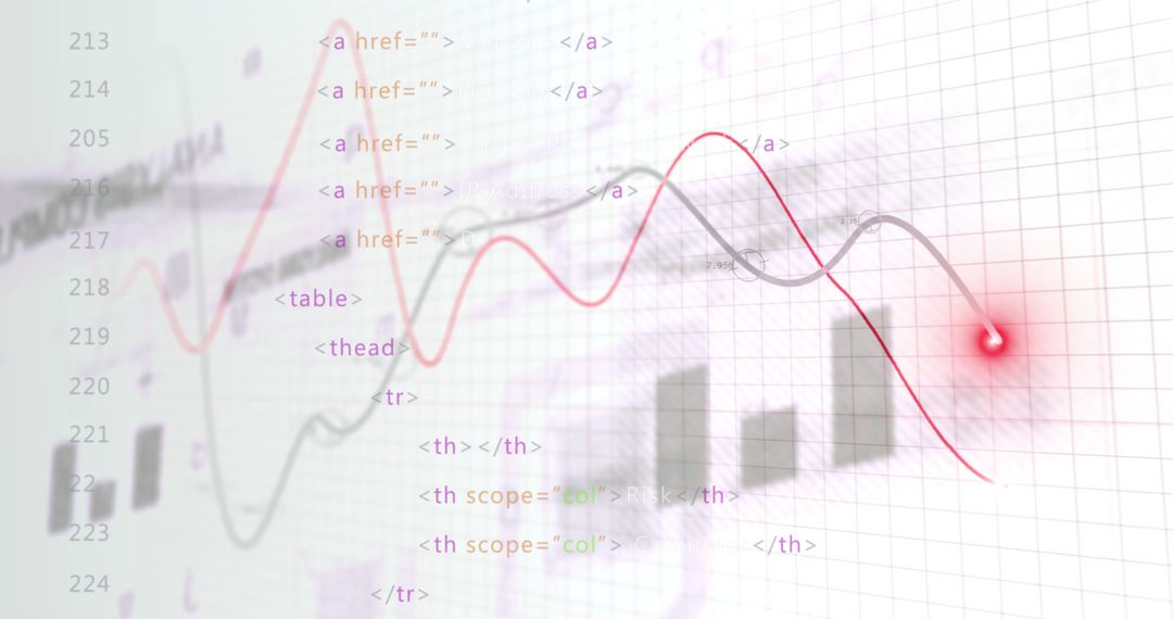 Data Analytics with Graph and Code Overlay on White Background