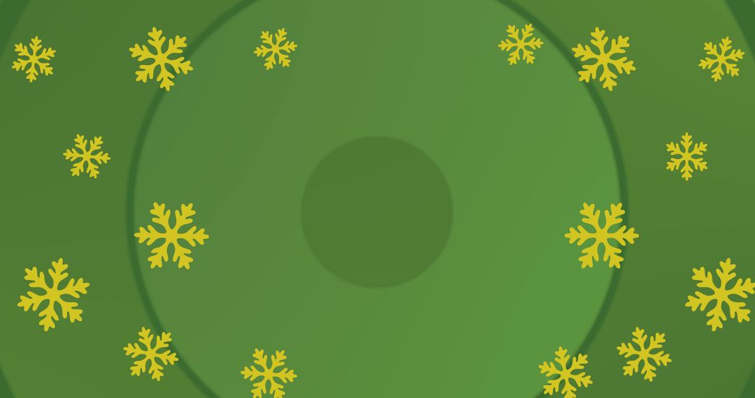 Falling Yellow Snowflakes on Green Background for Festive Designs
