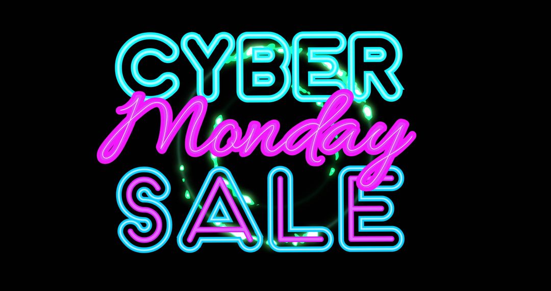 Vibrant Cyber Monday Sale Neon Sign Glowing with Circular Motif