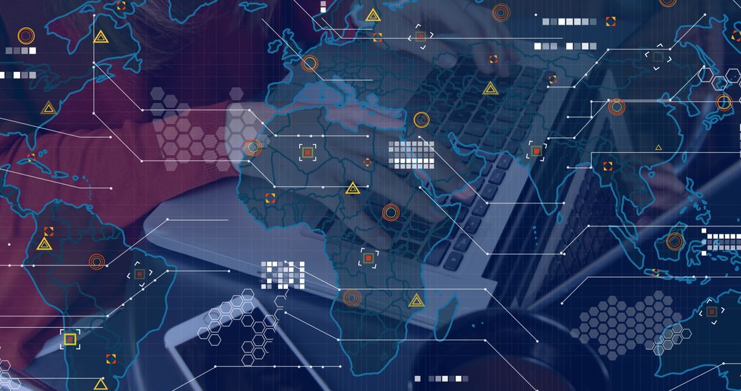 Global Data Processing and Technology Business Concept with World Map