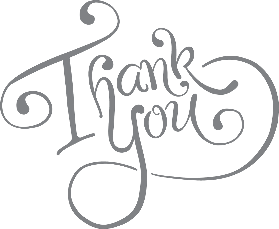 Stylish Thank You Text on Transparent Background for Gratitude Messages