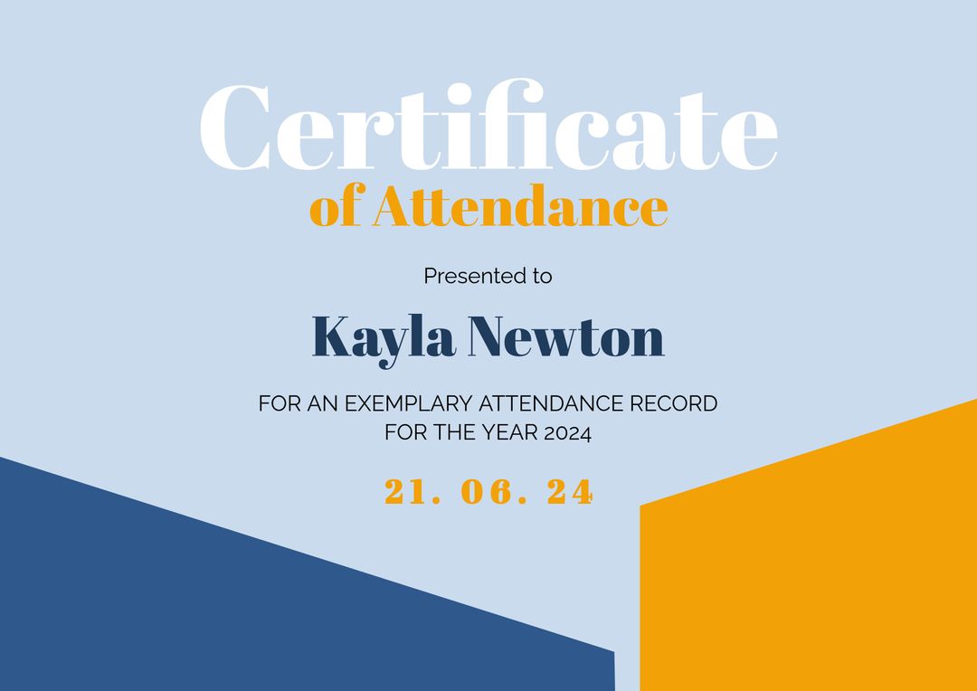 Modern Certificate of Attendance with Minimalistic Design - Download Free Stock Templates Pikwizard.com