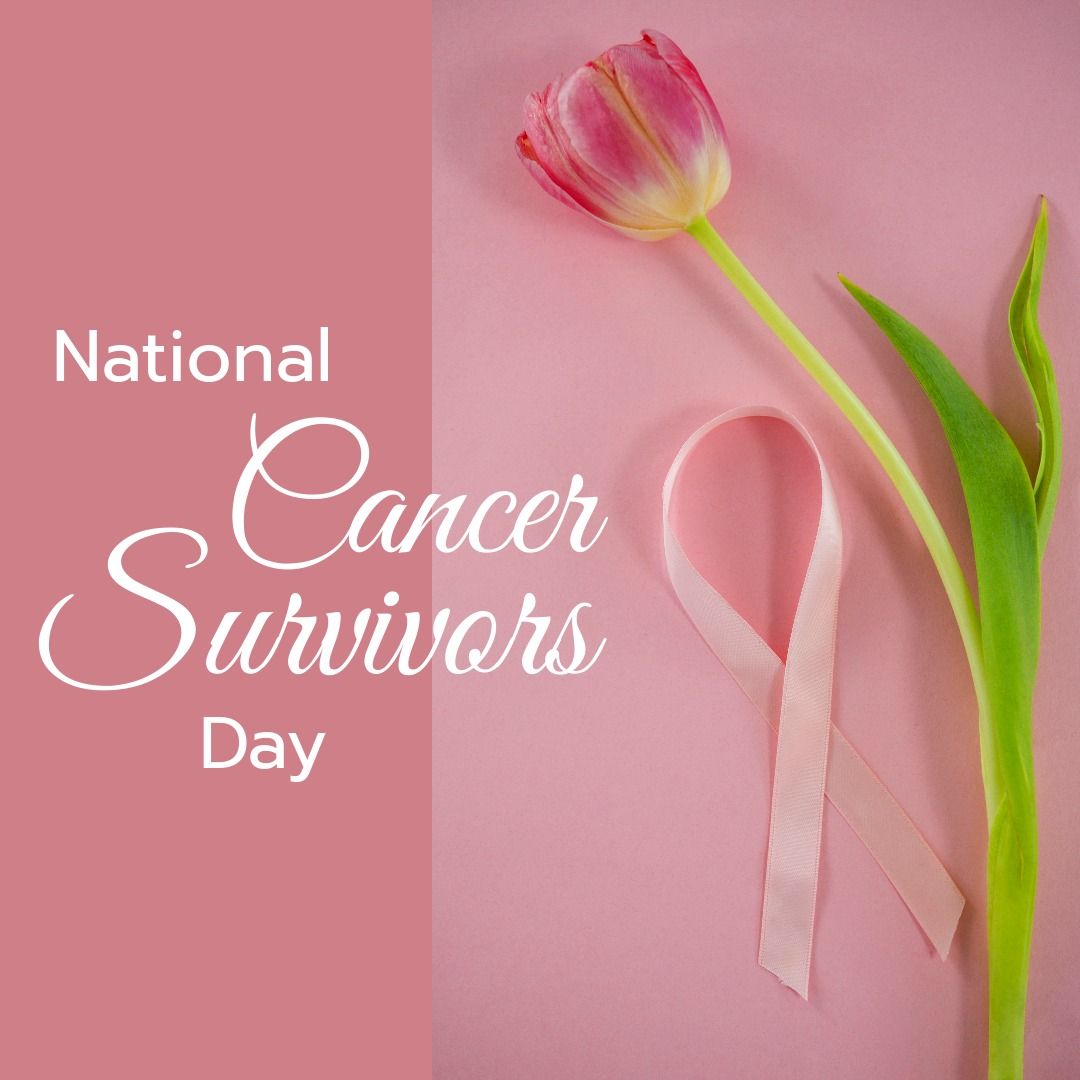 Overhead view of national cancer survivors day text by tulip flower with ribbon on pink background - Download Free Stock Templates Pikwizard.com
