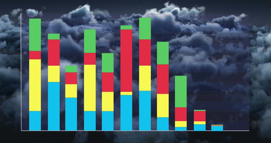Colorful Stacked Bar Chart on Cloudy Background