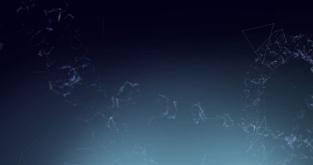 Futuristic Digital Network and DNA Visualization on Blue Background