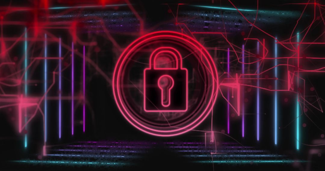 Glowing Padlock with Digital Lines Symbolizing Data Security