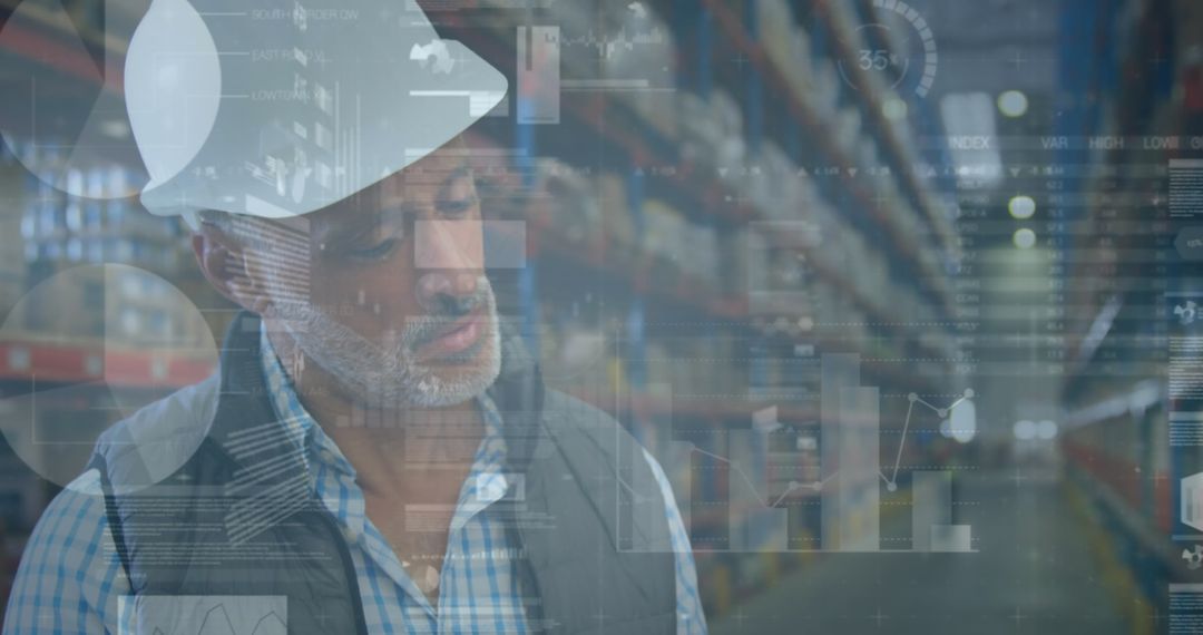 Warehouse Manager Analyzing Digital Data Projections