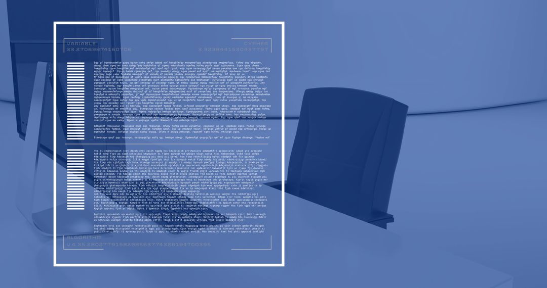 Financial Data Processing on Office Computer with Blue Background