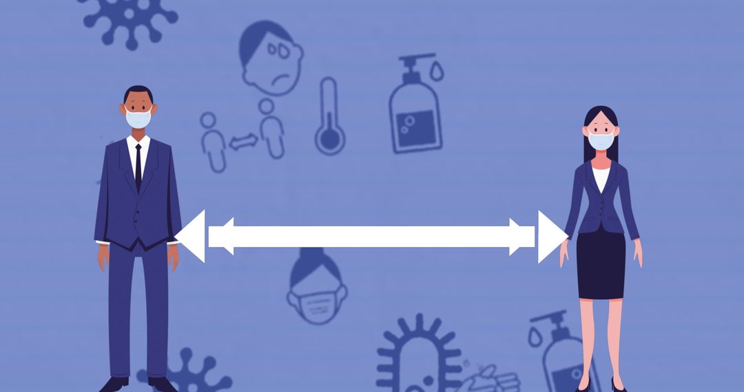 Business Professionals Practicing Social Distancing Concept