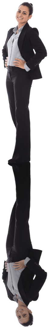 Confident Caucasian Businesswoman with Transparent Background Reflection