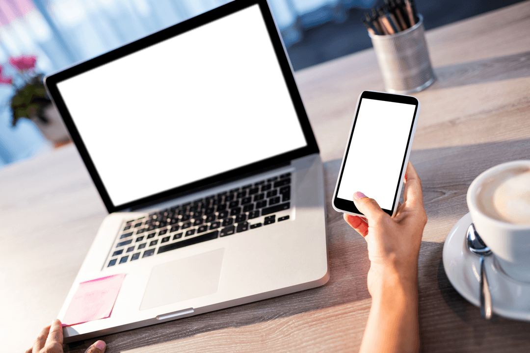 Translucent Workstation with Smartphone and Laptop