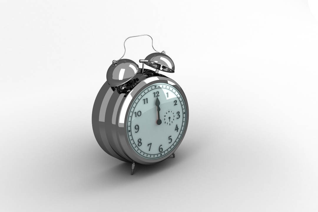 Silver Alarm Clock Illustration with Bells in 3D on Transparent Background - Download Free Stock Images Pikwizard.com