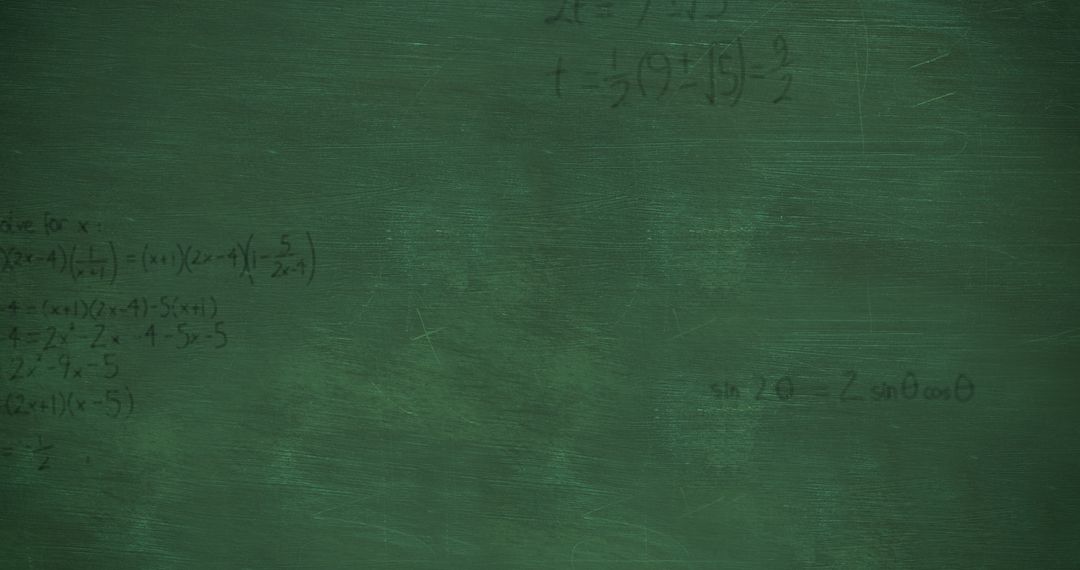 Chalkboard with Mathematical Formulas in Black Ink