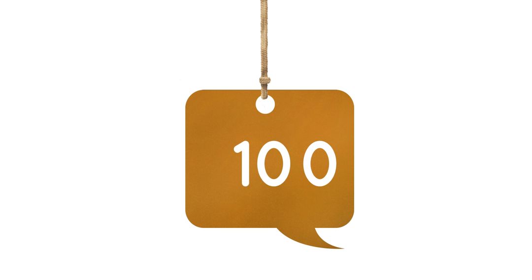 100 Messages Icon on White Background Representing Communication
