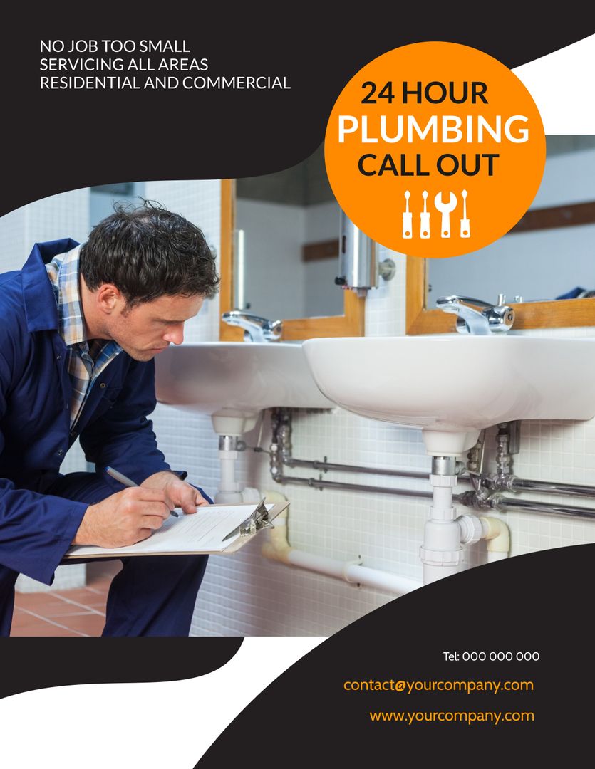 Professional Plumber Performing Pipe Inspection in Bathroom