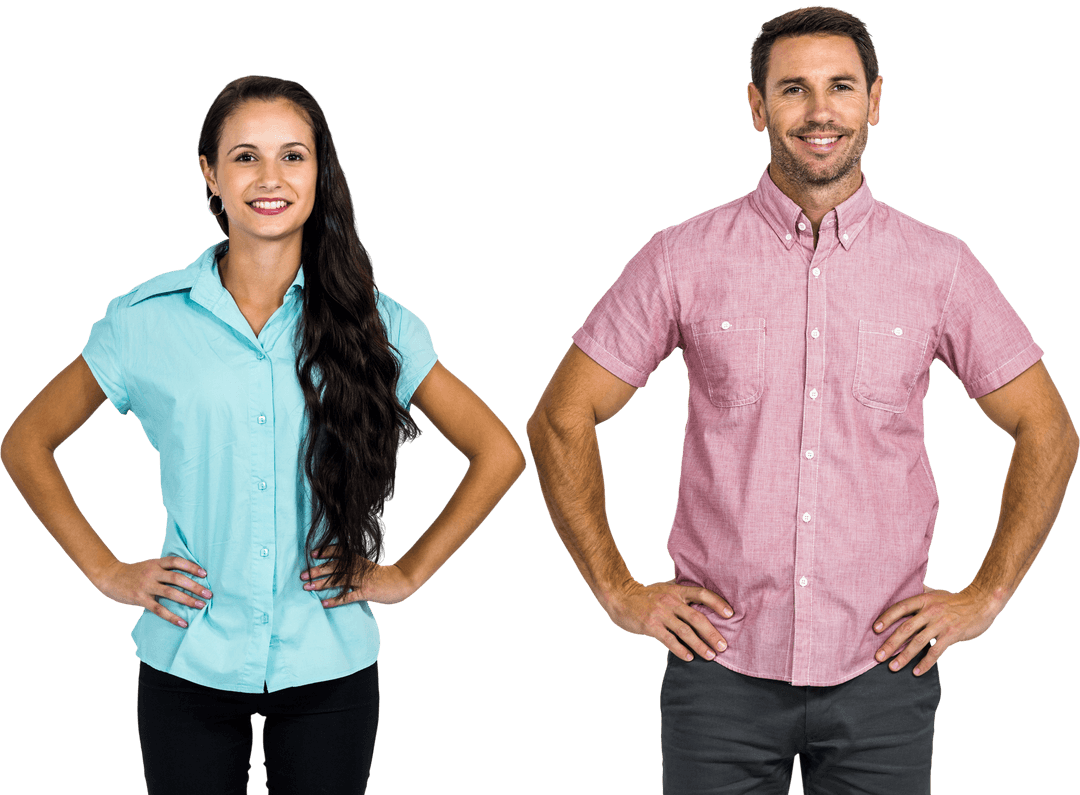 Confident Couple Posing Transparent Background Dress Casual