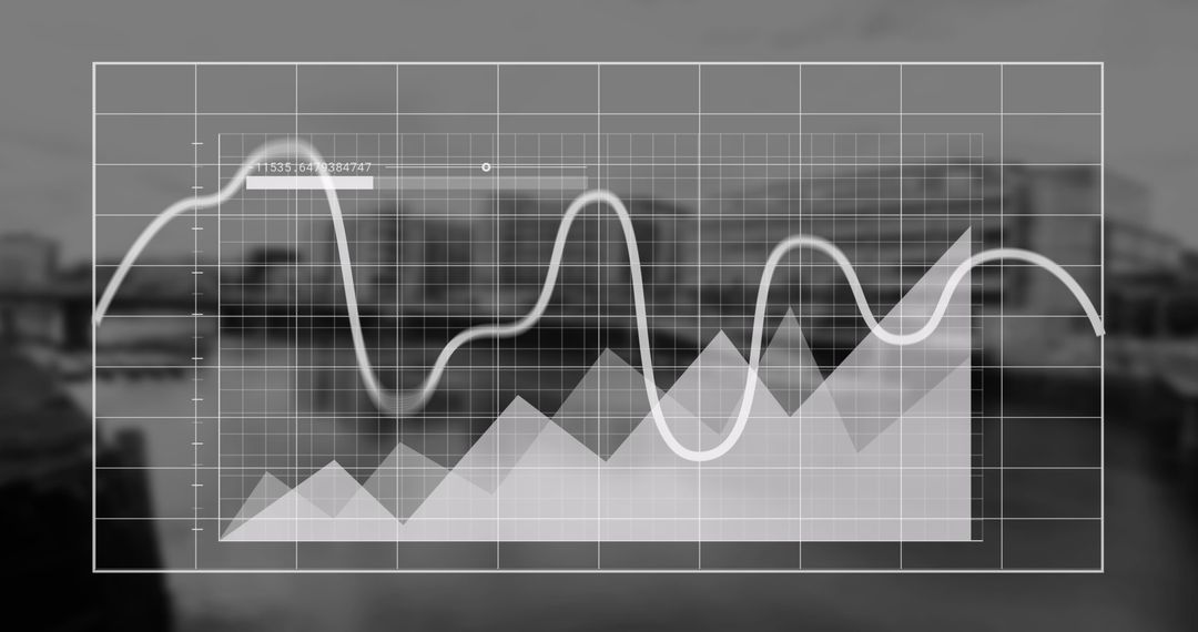 Digital Financial Graph Overlay on Urban Skyline