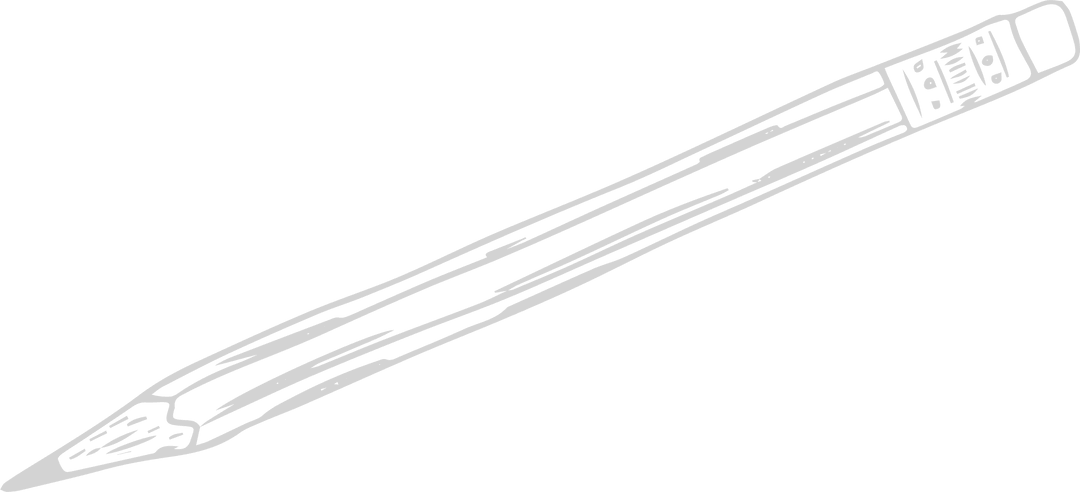 Minimalist blue line art pencil on transparent background