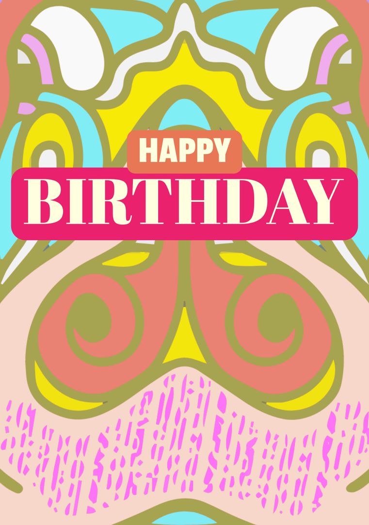 Colorful Abstract Patterned Happy Birthday Card Design - Download Free Stock Templates Pikwizard.com