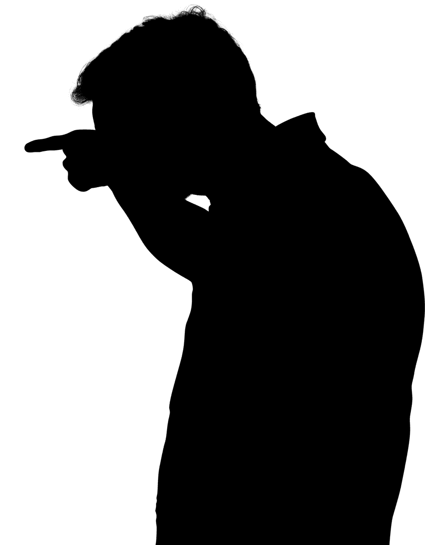 Transparent Silhouette of Pointing Man Standing Confidently