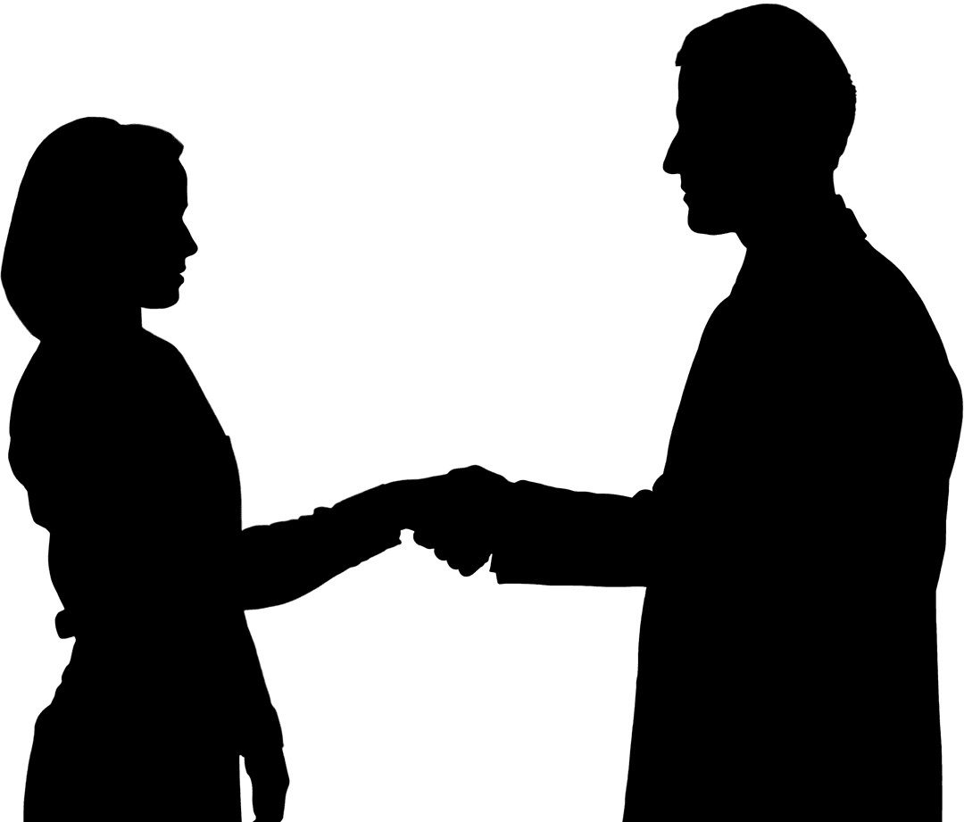 Transparent Silhouette of Professionals Shaking Hands