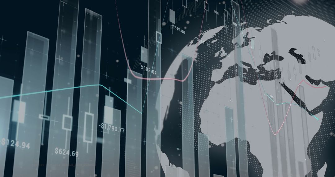 Futuristic Digital Interface Overlaying World Map and Data